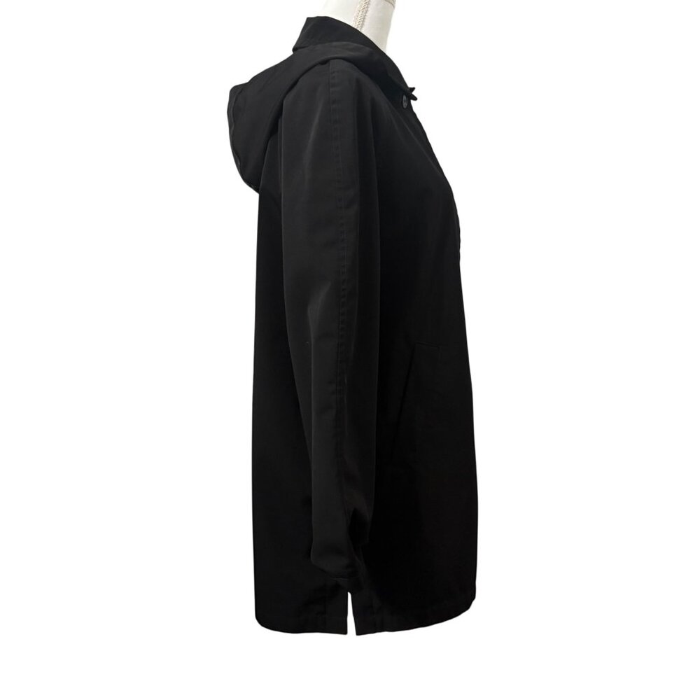 Towne Collection Black Urban Hooded Sleek Contemporary Rain Jacket Womens Large - Picture 4 of 16
